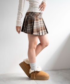 WEGO 【SCHOOL ITEM】チェック切替プリーツミニスカパン