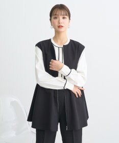 earth music&ecology バイカラータックブラウス