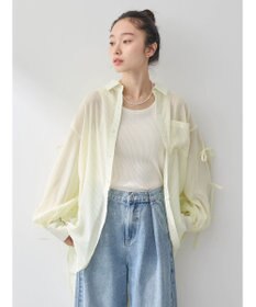 earth music&ecology 袖スリットリボンロングシャツ