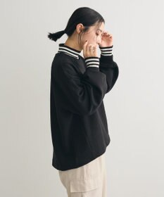 Green Parks 配色リブニットドッキング裏起毛プルオーバ