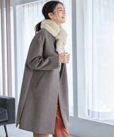 ANY 【防風裏地】ウールブレンドノーカラーコート