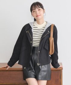 earth music&ecology パーカー付きミリタリーブルゾン