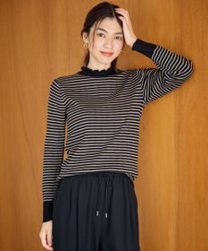 ANY 【洗濯機可/吸湿発熱】フリルネックリブニット