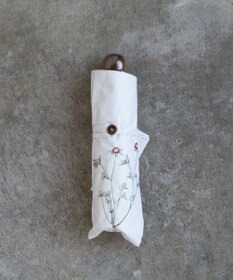 AND WOOL 〈一級遮光生地・晴雨兼用〉ボタニカル刺繍の日傘 （折りたたみ傘タイプ）
