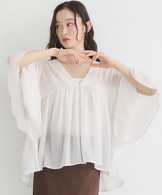 earth music&ecology Ｖネックギャザーブラウス