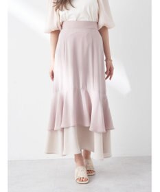 earth music&ecology バイカラーラッフルヘムスカート