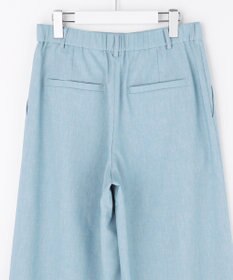 自由区 【セットアップ対応・楽チンキレイ見え】ソフトリネンダンガリーワイド パンツ