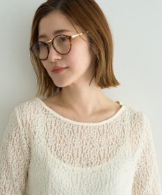 YECCA VECCA 5分袖レースシアートップス