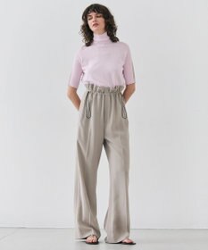 BEIGE， 【洗える】JULIE / シルク混カラーブロックタートルニット