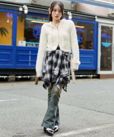 WEGO 【25秋冬新作】シャギーニットジップパーカー