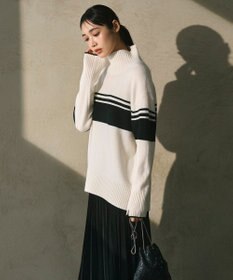ICB 【CLASSY.1月号掲載・洗える】ソフトカシミヤミックス 配色ボーダーハイネックニット