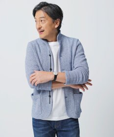 JOSEPH ABBOUD 【和紙使用エコ素材/日本素材/軽量/通気性/速乾性】和紙ムリネ ニット ジャケット ブルー系