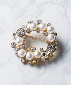 23区 ビジューMIX サークル ブローチ ゴールド系