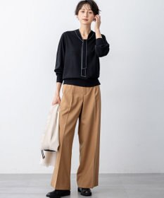 23区 S 【滝沢眞規子さん着用/CanCam11月号掲載】ナチュラルストレッチサキソニー タック ワイド パンツ