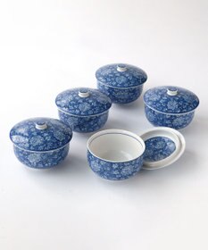 たち吉 【たち吉】染牡丹蓋付お茶呑茶碗〈５客〉美濃焼