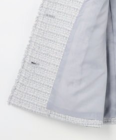 ANY SIS L ノーカラーフリンジツイード ジャケット