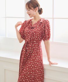 Feroux カシュクールデザイン 小花プリントワンピース