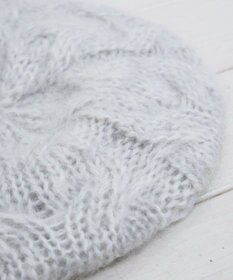 石田製帽 モヘアケーブルニット ベレー帽