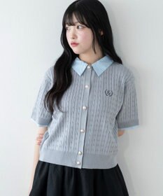 WEGO キンボタンエリツキケーブルニット