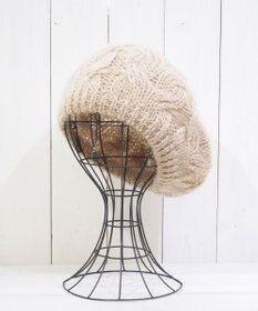 石田製帽 モヘアケーブルニット ベレー帽