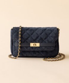 23区 スエード キルティング ショルダーバッグ ダルブルー系