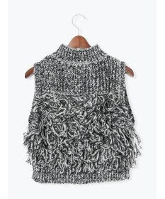 Te chichi ループ編みコンパクトジップベスト