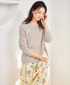 自由区 L 【カタログ掲載・WEB限定カラーあり・洗える】リネンミドルゲージボートネック ニット