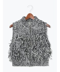 Te chichi ループ編みコンパクトジップベスト