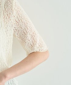 YECCA VECCA 5分袖レースシアートップス
