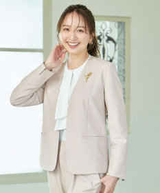 新品★手洗可 バックプリーツジャケット ベージュ ASTRAET ¥33000 セットアップ／手洗い可】ドライタッチ八分袖テーラード