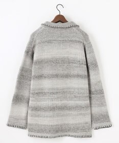 JOSEPH ABBOUD 【キングサイズ・インポート素材/アルパカブレンド/軽い】アルパカブレンドかすりボーダー ニット ジャケット