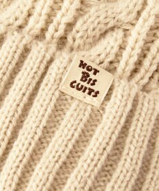 MIKI HOUSE HOT BISCUITS 【46-56cm】 ぼん天付きケーブル編みニット帽子