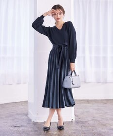 Tiaclasse 【洗える】レース編みニットフレアワンピース