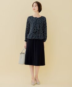 自由区 【XSサイズ～/洗える】ロイヤルシフォン スクエア柄 デザインブラウス