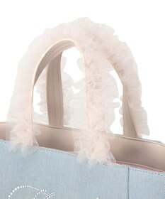 Maison de FLEUR チュールハンドルラインストーンデニムトート