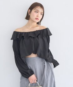 earth music&ecology 2wayオフショルバルーンヘムフリルブラウス