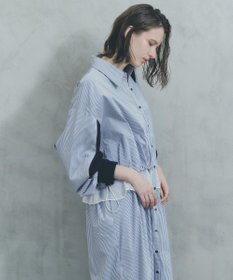 YECCA VECCA シアーMIXドロストデザインシャツワンピース