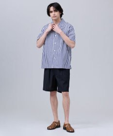 J.PRESS MEN 【J.PRESS ORIGINALS】Broad Stripe Open Half Sleeve Shirt / Baggy-Fit