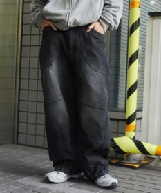 WEGO スーパービッグバレルレッグデニムパンツ