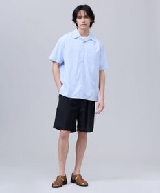 J.PRESS MEN 【J.PRESS ORIGINALS】Broad Stripe Open Half Sleeve Shirt / Baggy-Fit
