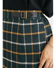 Green Parks ベルトデザインチェックＩラインスカート