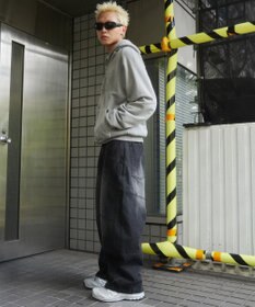 WEGO スーパービッグバレルレッグデニムパンツ