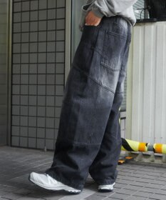WEGO スーパービッグバレルレッグデニムパンツ
