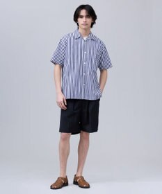 J.PRESS MEN 【J.PRESS ORIGINALS】Broad Stripe Open Half Sleeve Shirt / Baggy-Fit