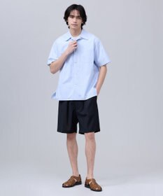 J.PRESS MEN 【J.PRESS ORIGINALS】Broad Stripe Open Half Sleeve Shirt / Baggy-Fit