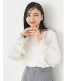 earth music&ecology チュール袖スタンドカラートップス