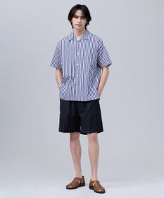 J.PRESS MEN 【J.PRESS ORIGINALS】Broad Stripe Open Half Sleeve Shirt / Baggy-Fit