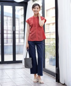 Tiaclasse 【洗える】フレンチスリーブピンタックブラウス