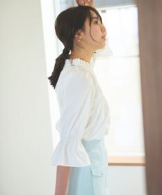 Feroux 【洗える】スタンドネックシャーリング ブラウス