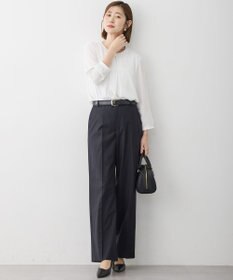 23区 L 【洗える】シルキーデシン バーアクセント ブラウス